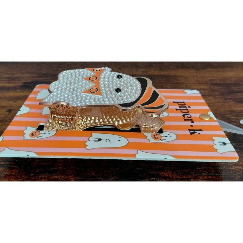 Piper K Hair Clip Ghost Boo Witch Pearl Metal Hair Clip Claw Halloween